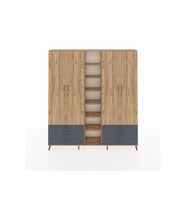 Arges Dolap 13 Raflı 6 Çekmeceli 2 Askılı 220x30x243 Çam-Çam/Antrasit