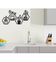 BK Home Kaktüs Ahşap Duvar Süsü (Siyah)