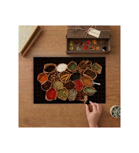 Kağıt Torbalarda Baharatlar Tasarımı 240 parça Ahşap Puzzle Ahşap Kutuda MP01742