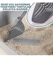 Küçük Delikli Kedi Kumu Eleme Küreği, Ince Taneli Dar Aralıklı Pet Tuvalet Temizleme Eleği Süzgeç (Gri 2 Adet)