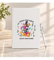 Müzik Öğretmeni Öğretmenler Günü Hediyesi İsim Baskılı Defter Kalem Seti