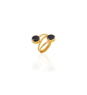 Kadir Jewellery 22 Ayar Altın Kaplama Zirkon Taşlı Ayarlanabilir Renkli Taşlı Yüzük