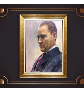 Özel Seri Paspartulu Çerçeveli Atatürk Tablo l79 (Gold)