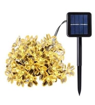Schulzz Çiçek Motifli Güneş Enerjili Su Geçirmez 7 Metre 50 Adet Sıcak Beyaz Led Solar Bahçe Işıldağı (Renksiz)