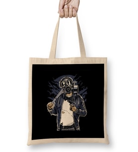 Gangster Gas Mask Bastard Bastard Bez Çanta Uzun Saplı