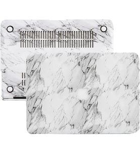 MacBook Air M1 Kılıfı A2337 Uyumlu 13 İnç Premium Deri Kaplama Mermer Desenli Hard Case A2179 A1932 Sert Koruyucu Kapak Çizilme ve Darbe Koruma Kılıfı Beyaz