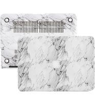 MacBook Air M1 Kılıfı A2337 Uyumlu 13 İnç Premium Deri Kaplama Mermer Desenli Hard Case A2179 A1932 Sert Koruyucu Kapak Çizilme ve Darbe Koruma Kılıfı Beyaz