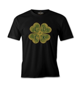 Four Leaf Luck Clover Siyah Erkek Tshirt