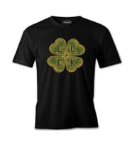 Four Leaf Luck Clover Siyah Erkek Tshirt