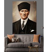 Mustafa Kemal Atatürk Portresi Klasik Dekoratif Kanvas - Mdf Ahşap Tablo