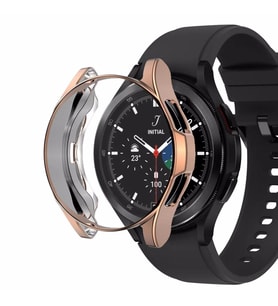 Microsonic Samsung Galaxy Watch 4 Classic 46mm Kılıf 360 Full Round Soft Silicone Rose Gold
