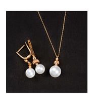 925 Ayar Ay Işığı Küre Gümüş  İnci Set (Rose)