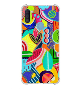 PrintiFy Samsung Galaxy A11 Uyumlu Retro Color 6 Baskılı Şeffaf Köşe Korumalı Antişok Kılıf