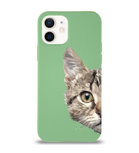 Apple iPhone 12 Mini Uyumlu Lansman Kılıf Catface Tasarımlı Altı Kapalı İçi Kadife Kaplı  Kapak (Şeffaf)