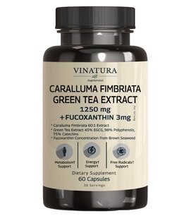 VINATURA Caralluma Fimbriata, EGCG 45% Extract 1250mg + Fucoxanthin *USA Made & Tested* for Immune Support, Energy and Mental Focus - 60 Capsules.52.