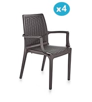 Omnipazar SY-2524 Örgü Desenli Rattan Bahçe Koltuk Sandalye 4'lü Set