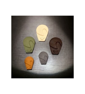 Soyut Tasarım El Yapımı Duvar Dekoru Taş Maske 5'li Set, Dekoratif Maske, 3d Duvar Sanatı (Çok Renkli)