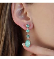 Sallantı Swarovski Taşlı Rose Gold Kaplama Gümüş Küpe