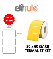 Elitrulo Barkod Etiketi 30x60 Termal SARI - 1000 Adet