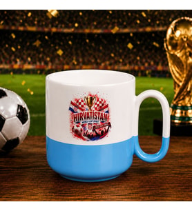 BK Gift Hırvatistan Taraftar Temalı Dünya Futbol Kupası Tasarımlı Mavi Joyful Kupa Bardak