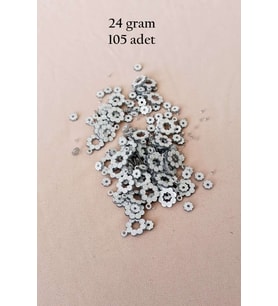 Oya Abiye Bileklik Kolye Pleksi Metalik Plastik Pul Gümüş Renk 24 gram 105 adet - BNC561