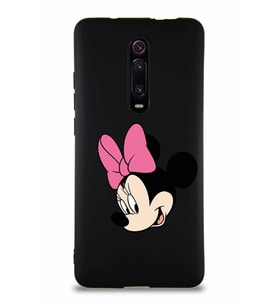 Xiaomi Redmi K20 Soft Premier Kapak Minnie Mouse-B Tasarımlı Silikon Kılıf - Siyah (Şeffaf)