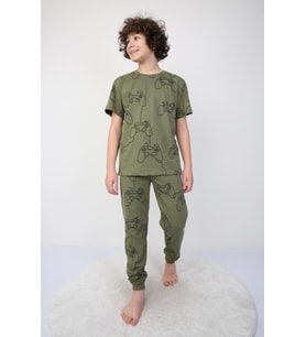Kısakollu Play Console Desenli Erkek Çocuk Pijama Takımı (ALT-ÜST)