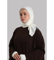 Krem Düz Klasik Eşarp İtalyan Dikişli Relax Kumaş Sade 202209_40
