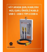 4'ü 1 Arada Usb Hızlı Şarj Ve Veri Kablosu – 65w Güç, Çoklu Bağlantı, 1.2m