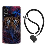 TCL 303 Kılıf Resimli Boyun Askılı İpli Desenli Silikon Flowers Tiger 1319