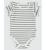 Civil Baby Çizgili Jakarlı 1-18 Ay Çıtçıtlı Badi - Ekru