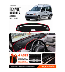 e-biz RENAULT KANGOO 2 AİRBAGLİ (2004-2008) Uyumlu Torpido Örtüsü, Torpido Kılıfı - Siyah-Kırmızı - RE027