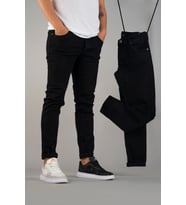 Erkek Slim Fit Dar Kesim Kot Pantolon Siyah