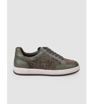 %100 Hakiki Deri Yeşil Bağcıklı Kadın Sneaker