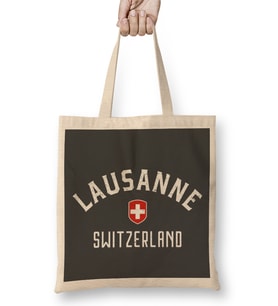Lausanne With Switzerland Flag 03 Bez Çanta Uzun Saplı