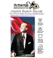 Atatürk Baskılı Türk Bayrağı 70x105 cm 1 Paket Dijital Baskı Bayraklı Atatürk Posteri Raşel Kumaş İç ve Dış Ortama Uygundur (Çok Renkli)