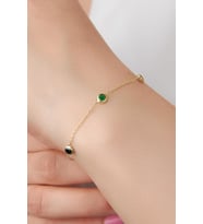 GÜMÜŞ ALTIN KAPLAMA RENKLİ ZİRKON TAŞLI BİLEKLİK (Gold)
