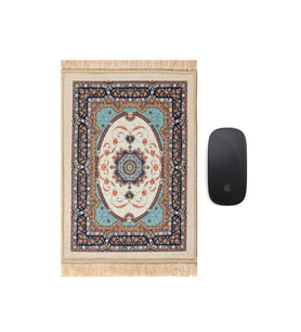 Bursa İpek Bej Dekoratif Küçük Halı Mousepad