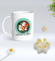 Yılbaşı Hediyesi BK Gift Kişiye Özel Yeni Yıl Tasarımlı Beyaz Kupa Bardak, Kar Tanesi Kolye ve Kar Tanesi Mum Hediye Seti-3, Sevgiliye Hediye, Arkadaşa Hediye