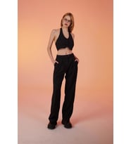 Striped Pantolon Siyah