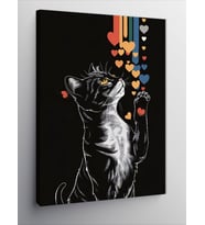 Kanvas Tablo Renkli Kalpler Ve Sevimli Kedi