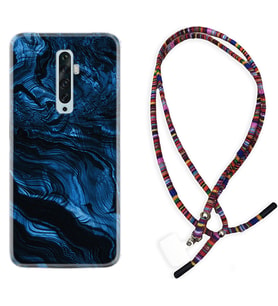 Oppo Reno 2Z 4 Lite 4 Pro 5 6 7 A31 Kılıf Boyun Asklı Rasta Silikon Blue MArble 1379