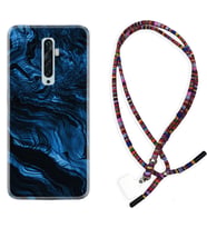 Oppo Reno 2Z 4 Lite 4 Pro 5 6 7 A31 Kılıf Boyun Asklı Rasta Silikon Blue MArble 1379