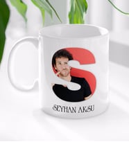BK Gift Kişiye Özel Harfli Fotoğraflı Beyaz Kupa Bardak-2