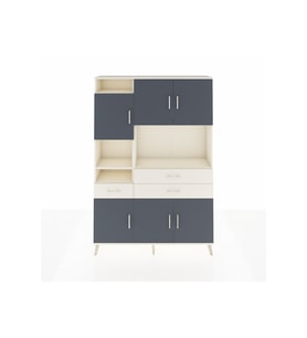 Arges Dolap 9 Raflı 3 Çekmeceli 6 Kapaklı 132x30x195 Aytaşı-Antrasit/Aytaşı