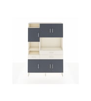 Arges Dolap 9 Raflı 3 Çekmeceli 6 Kapaklı 132x30x195 Aytaşı-Antrasit/Aytaşı