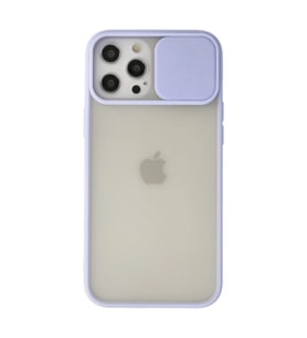 İphone 12 Pro Max Kılıf Palm Buzlu Kamera Sürgülü Silikon - Lila