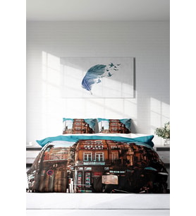 Çift Kişilik ( Lastikli Çarşaflı ) %100 Pamuk Saten Nevresim Takımı Apartment