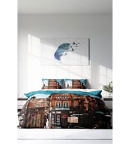 Çift Kişilik ( Lastikli Çarşaflı ) %100 Pamuk Saten Nevresim Takımı Apartment