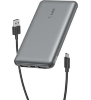 Powerbank, 1 USB-C portu ve 2 USB-A portu bulunan 10K USB-C taşınabilir şarj cihazı, iPhone, Samsung Galaxy, AirPods, iPad için 15W'a kadar şarj sağlayan pil takımı - Uzay Grisi